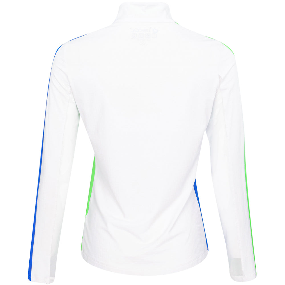 Women's Long Sleeve 1/4 Zip Mock Neck Top - Color Block Print