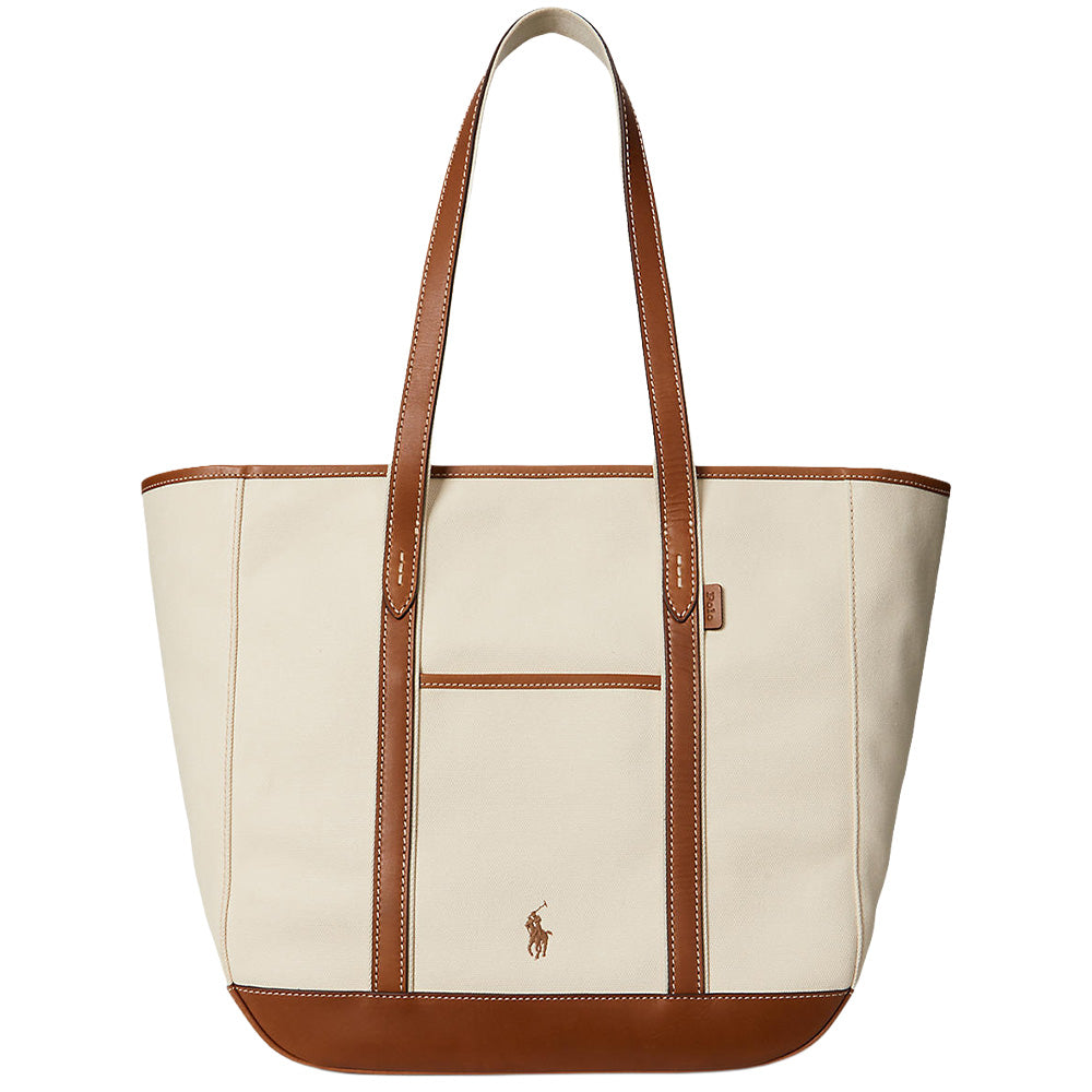 Women's Leather-Trim Canvas Medium Shopper Tote Bag