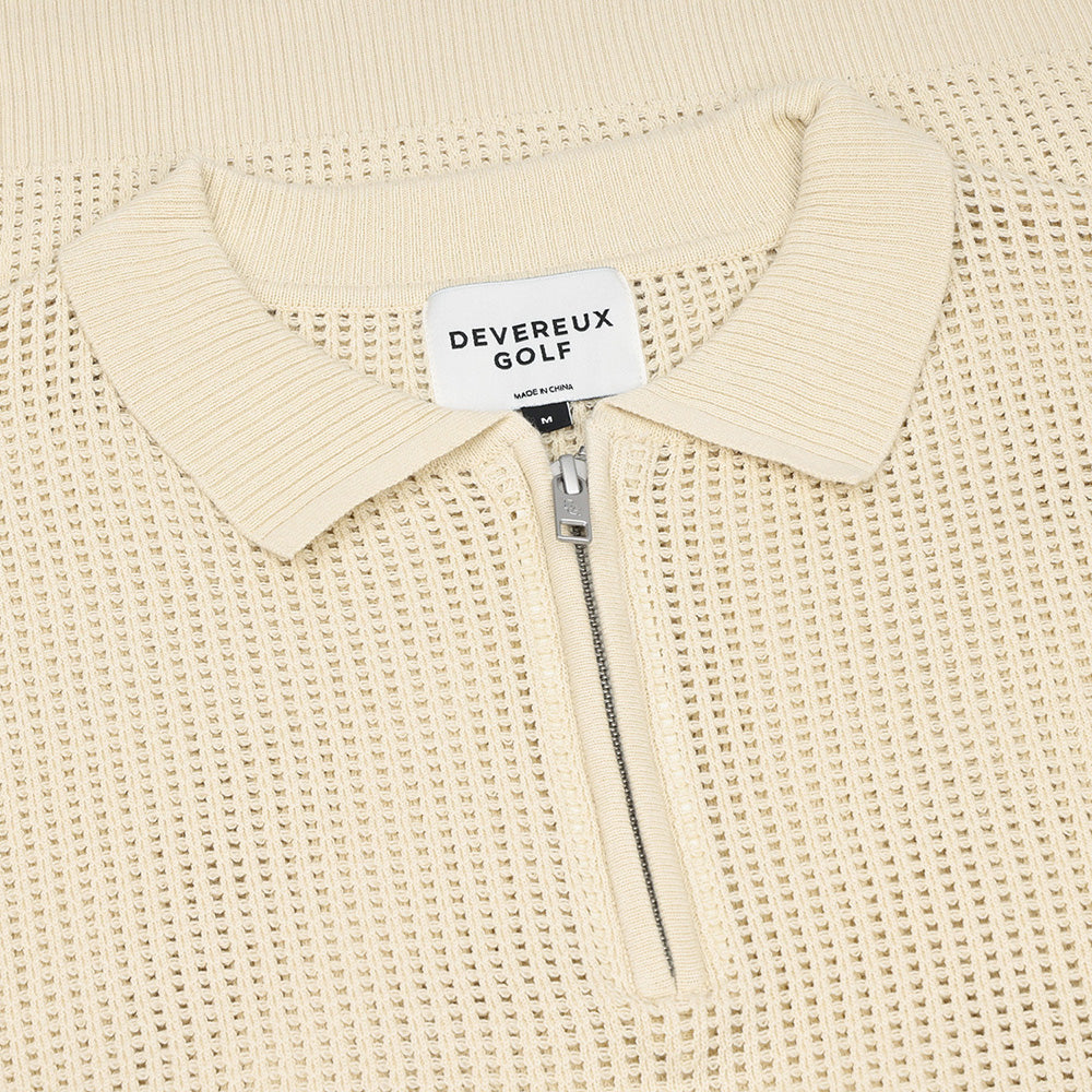 Loose Knit Long Sleeve 1/4 Zip Polo