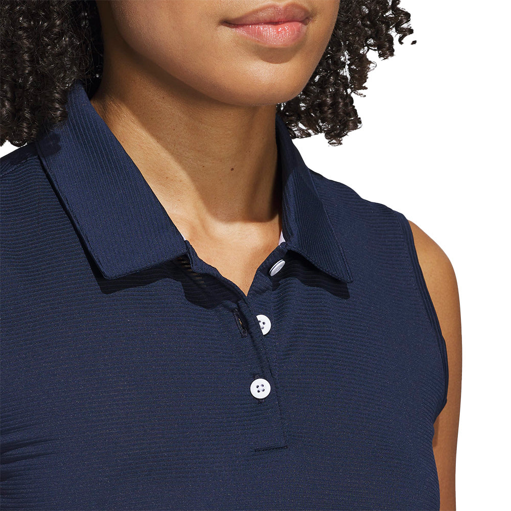Women's Solid Ottoman Sleeveless Polo