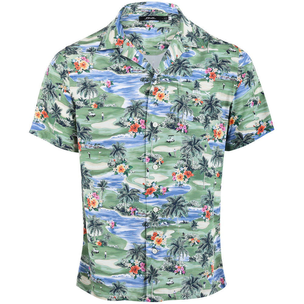 Classic Fit Golf Course-Print Camp Shirt