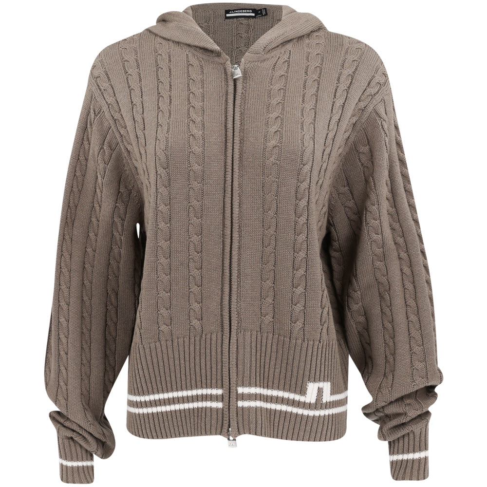 Women's Camilla Cable Knit Wool Full Zip Hoodie