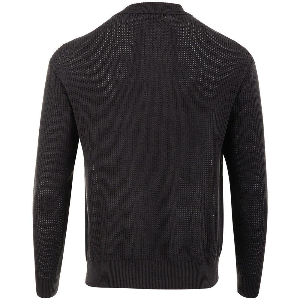 Loose Knit Long Sleeve 1/4 Zip Polo