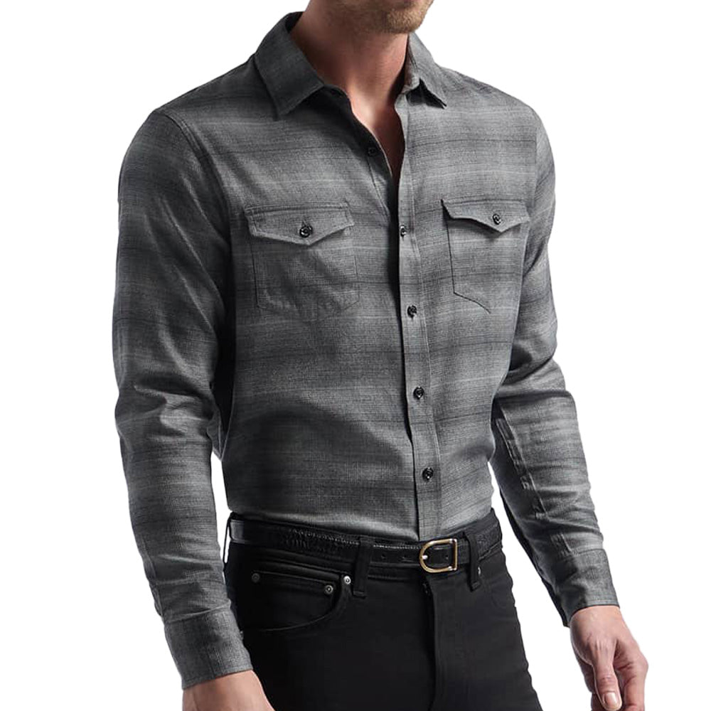 Italian Shadow Plaid Long Sleeve Shirt