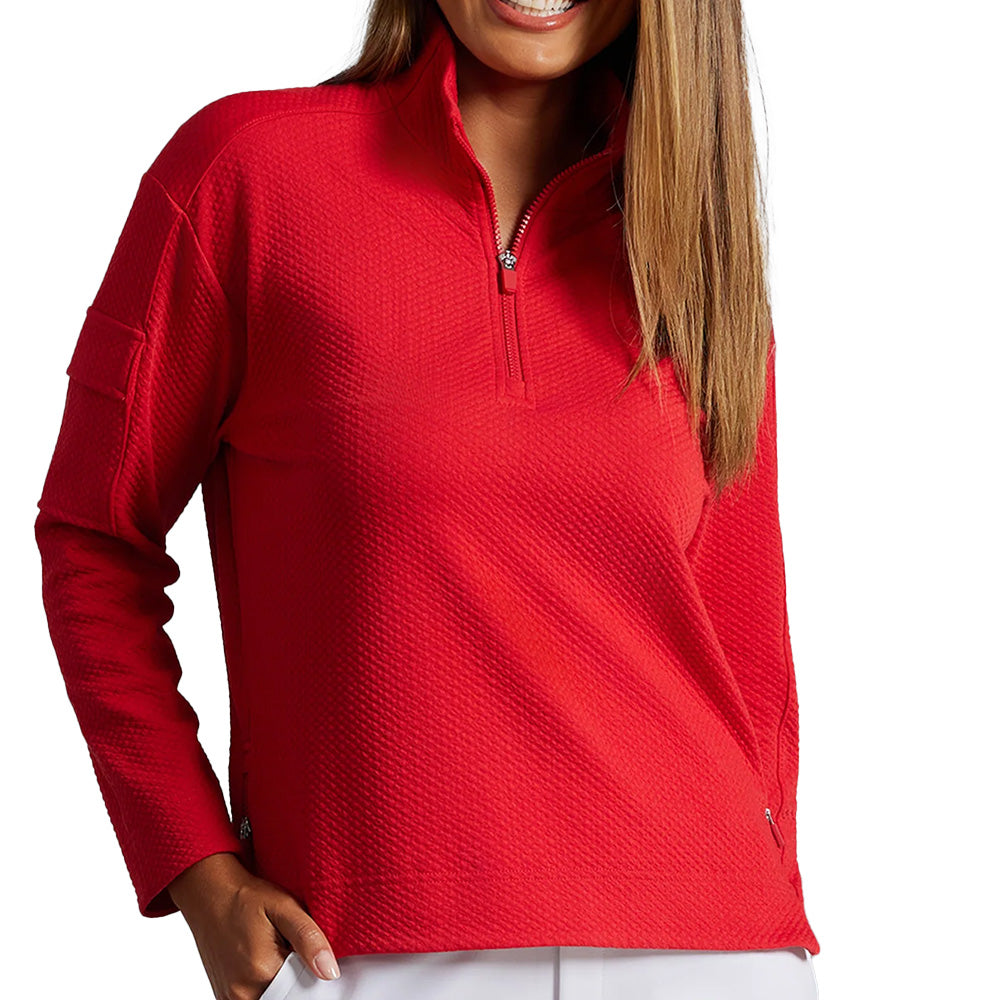 Women's Long Sleeve Mock Neck Top - Popcorn Stitch