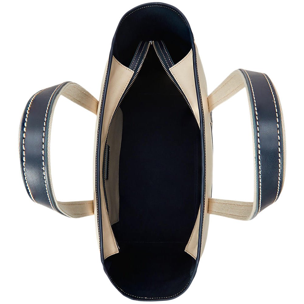 Women's Leather - Trim Canvas Medium Shopper Tote Bag - Fairway Styles