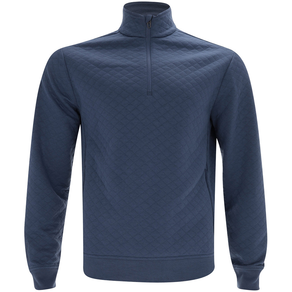 Quilted Double-Knit 1/4 Zip Mock Neck Sweatshirt
