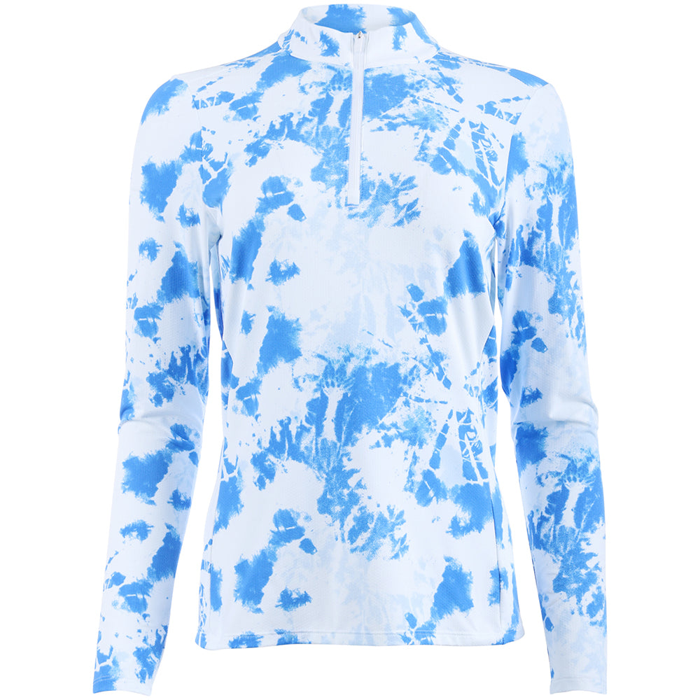 Women's Ultimate365 Printed Long Sleeve 1/4 Zip Mock Neck Polo