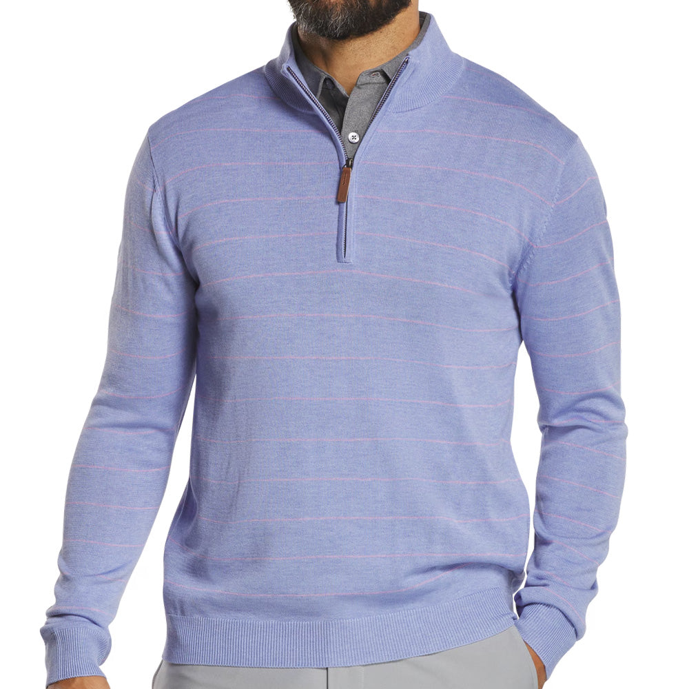 Wool Heather Stripe 1/4 Zip Sweater