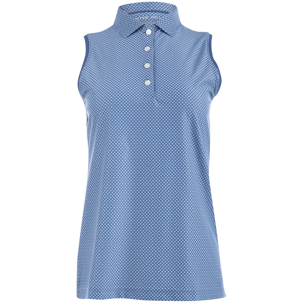 Women's Palmetto Palms Banded Sport Mesh Sleeveless Button Polo
