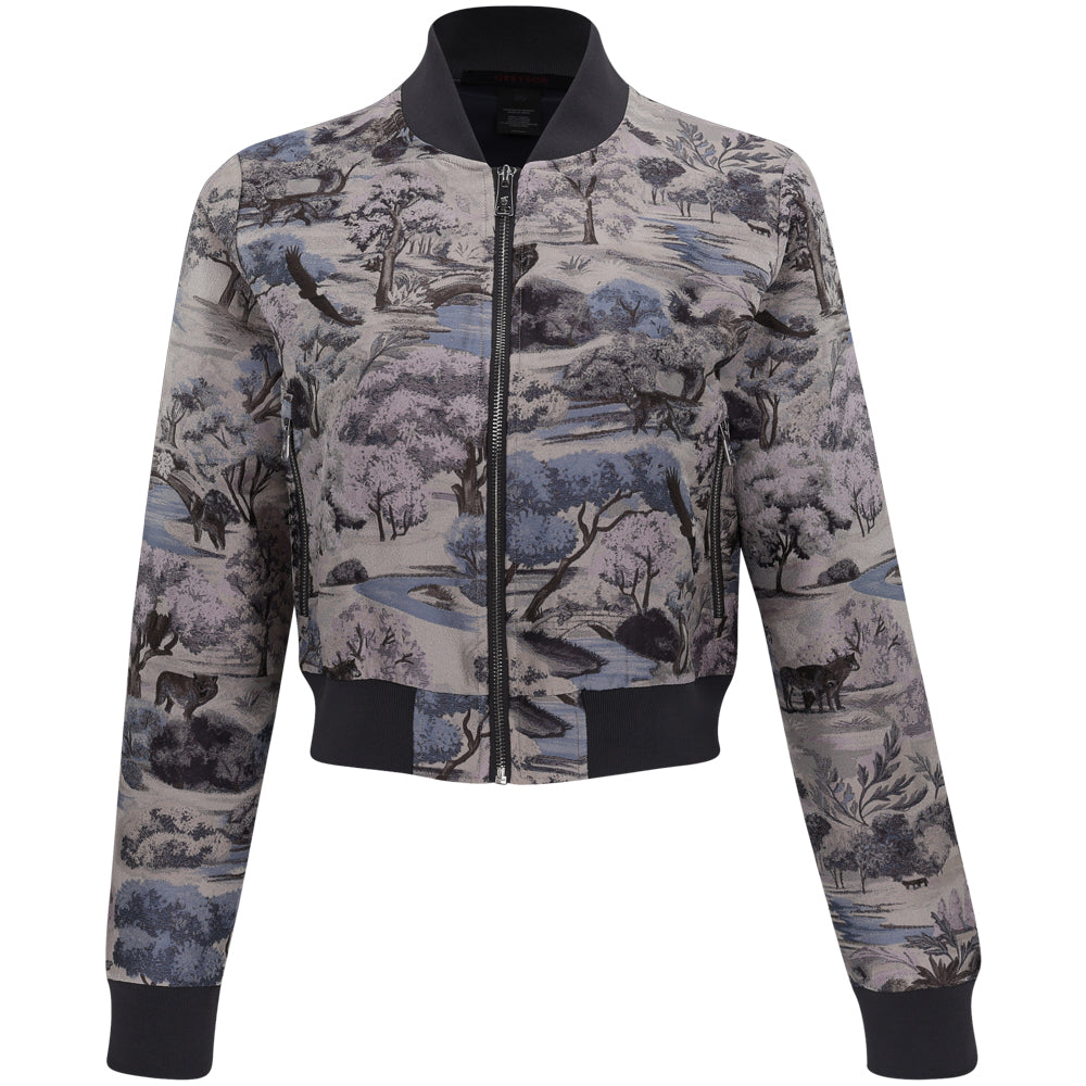 Women's Where Wolves Roam Jacquard Bomber Jacket