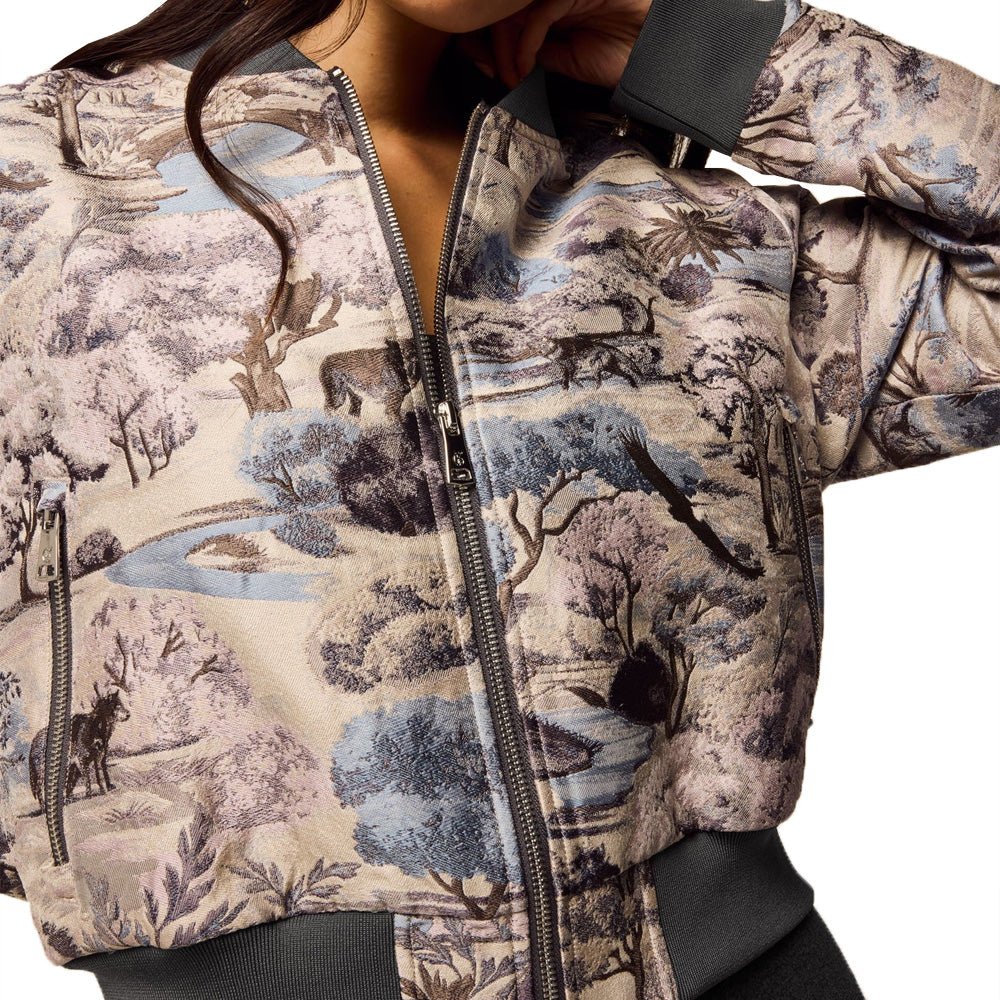 Women's Where Wolves Roam Jacquard Bomber Jacket - Fairway Styles