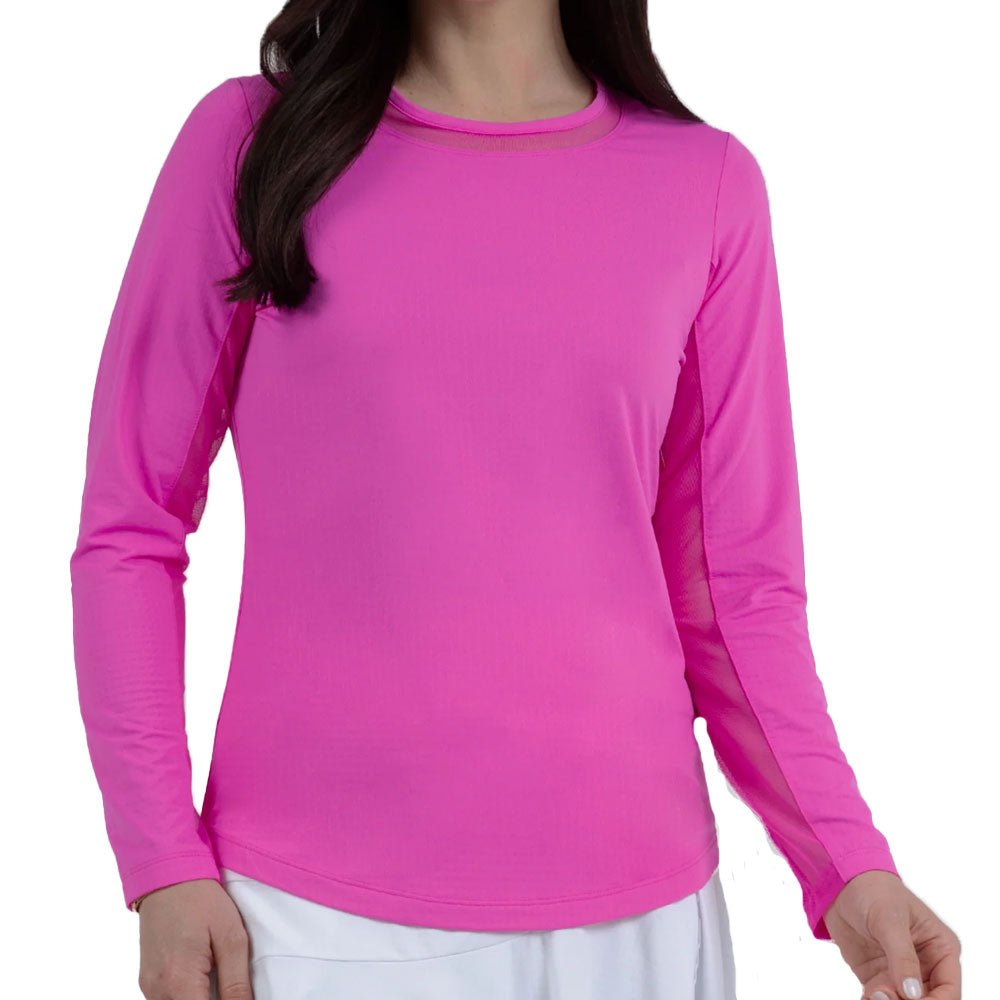 Women's Mesh Long Sleeve Crewneck Top