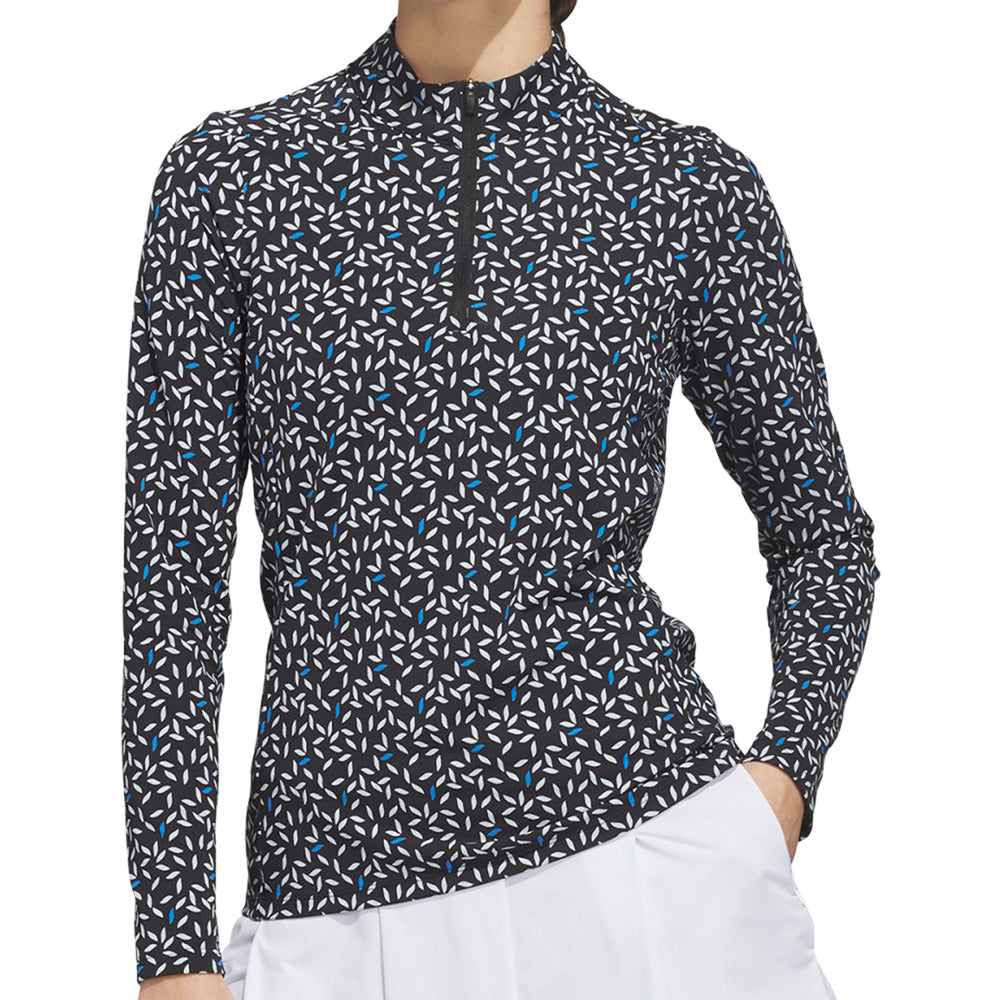 Women's Ultimate365 Printed Long Sleeve 1/4 Zip Mock Neck Polo