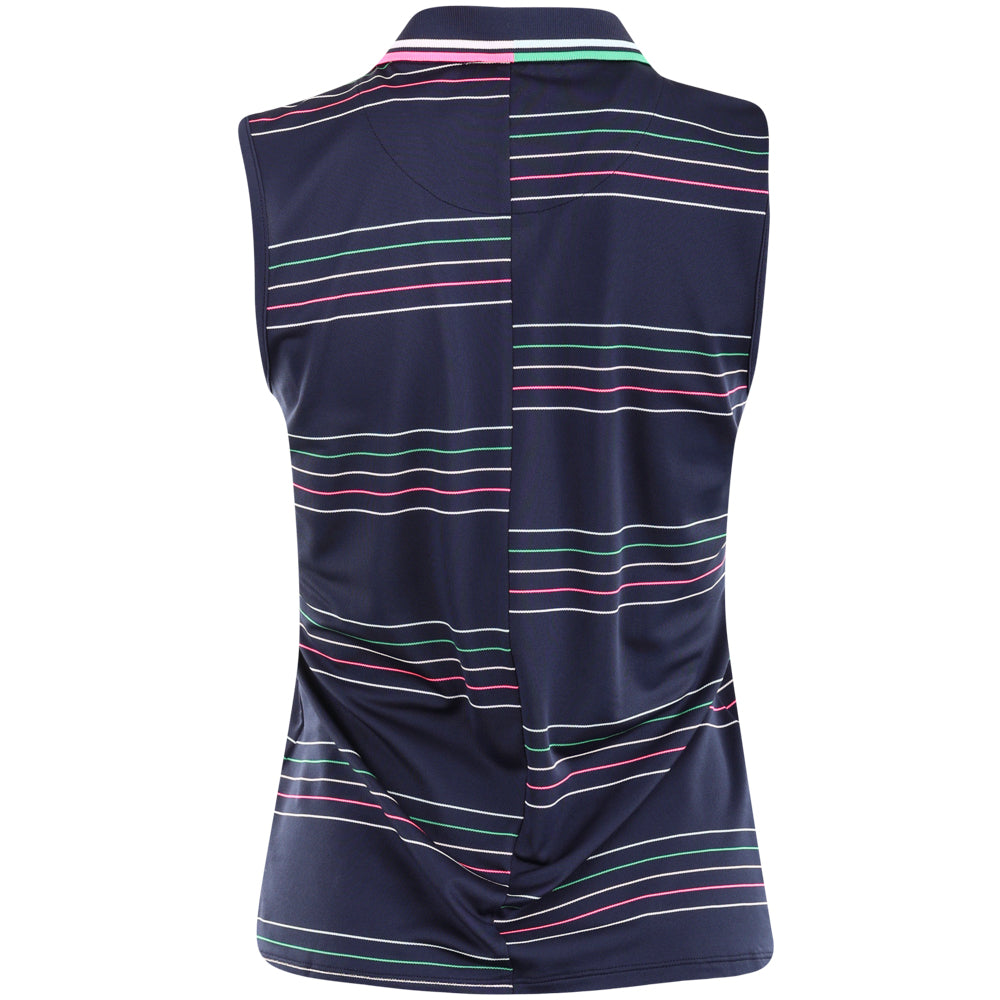 Women's Offset Stripe Tech Pique Sleeveless Polo