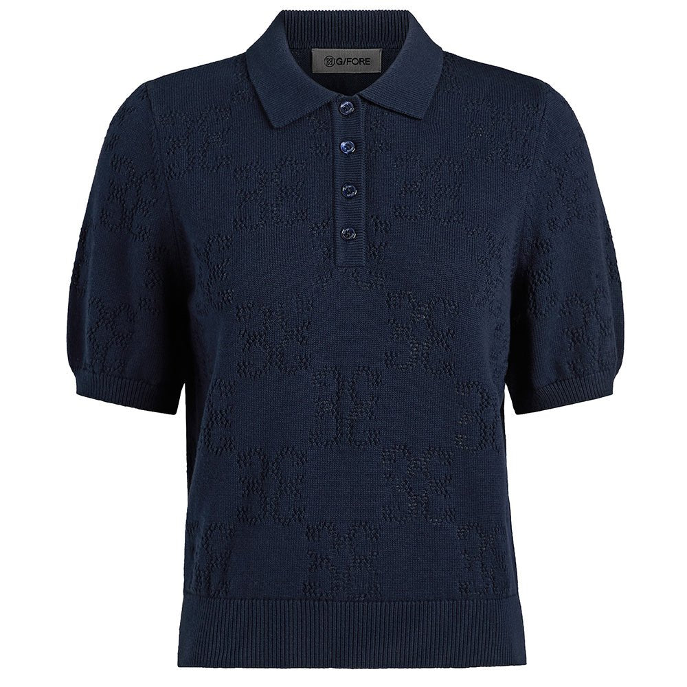 Women's Pointelle G Cotton Silk Cashmere Sweater Polo