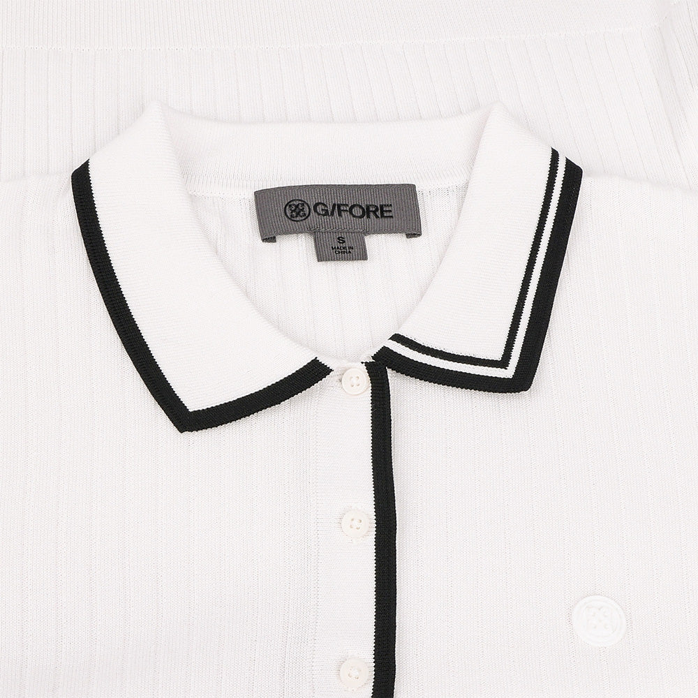 Women's Ribbed Knit Sweater Polo