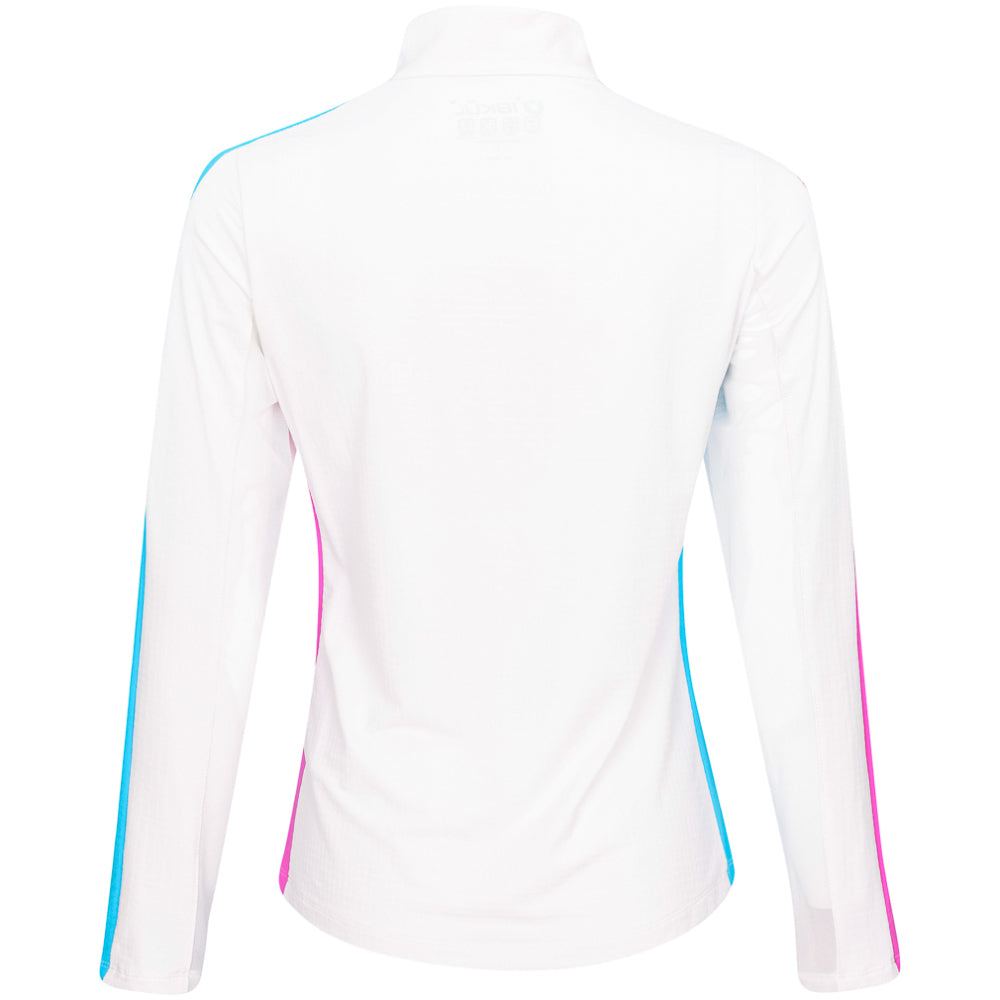 Women's Long Sleeve 1/4 Zip Mock Neck Top - Color Block Print