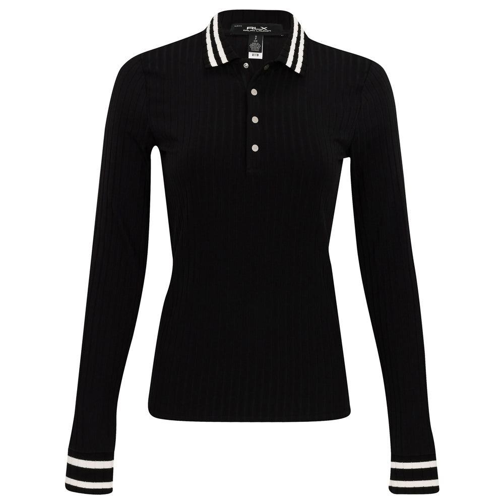 Women's Slim Fit Ribbed Long-Sleeve Polo
