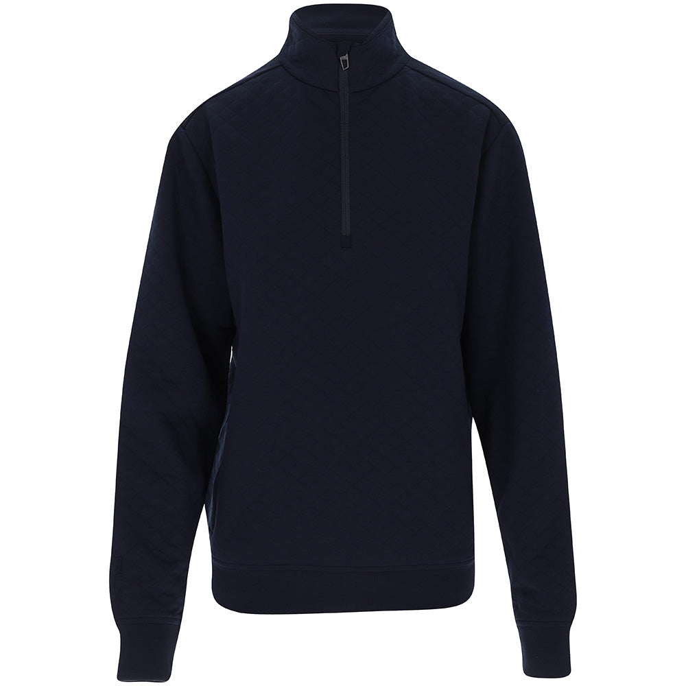 Quilted Double-Knit 1/4 Zip Mock Neck Sweatshirt