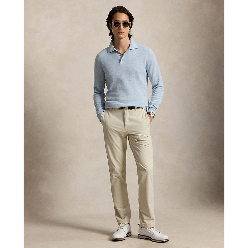 Striped Performance Polo Collar Sweater