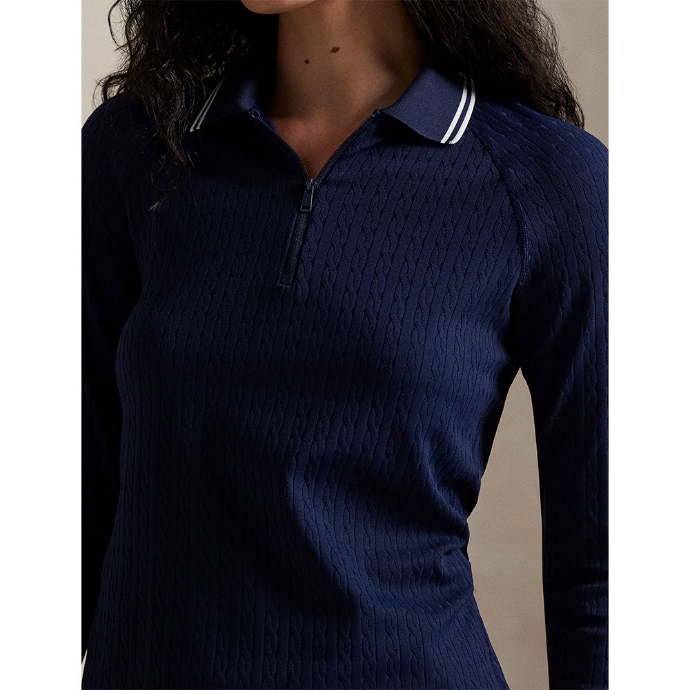 Women's Cable Long Sleeve 1/4 Zip Polo
