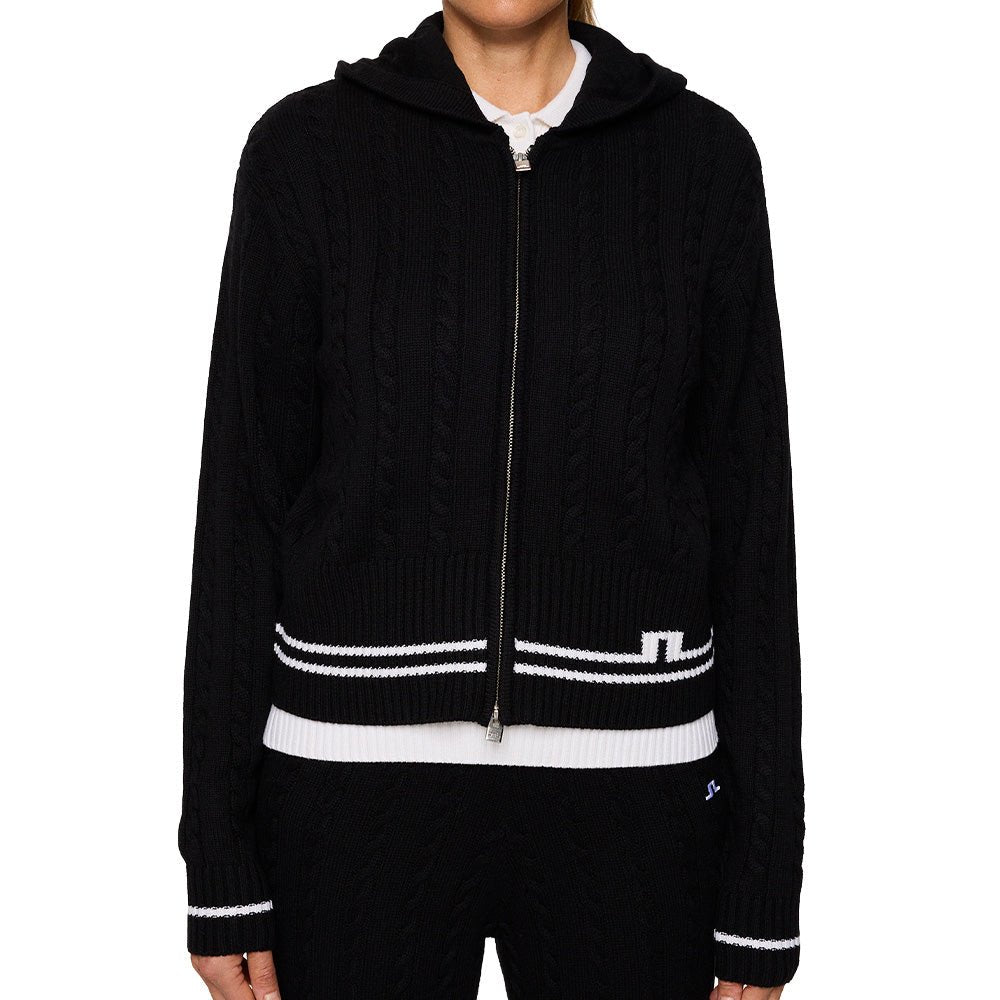 Women's Camilla Cable Knit Wool Full Zip Hoodie - Fairway Styles