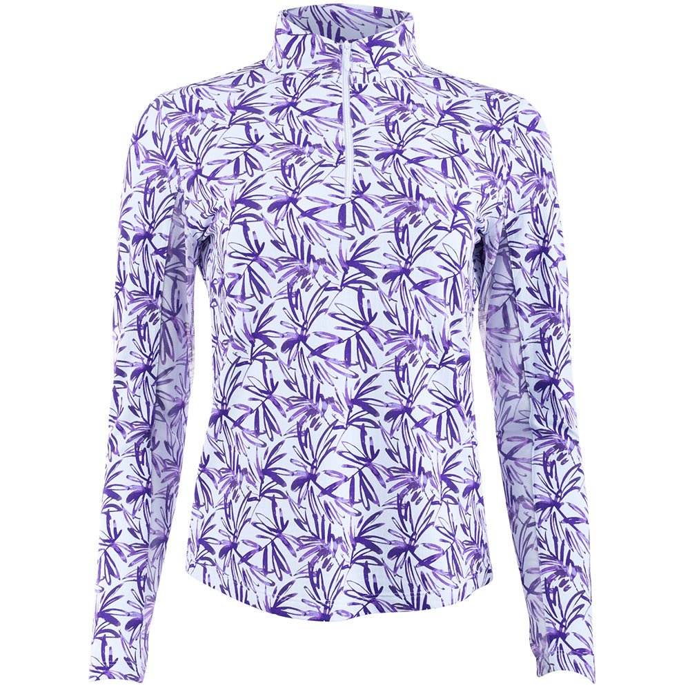 Women's Long Sleeve 1/4 Zip Mock Neck Top - Norma Print - Fairway Styles