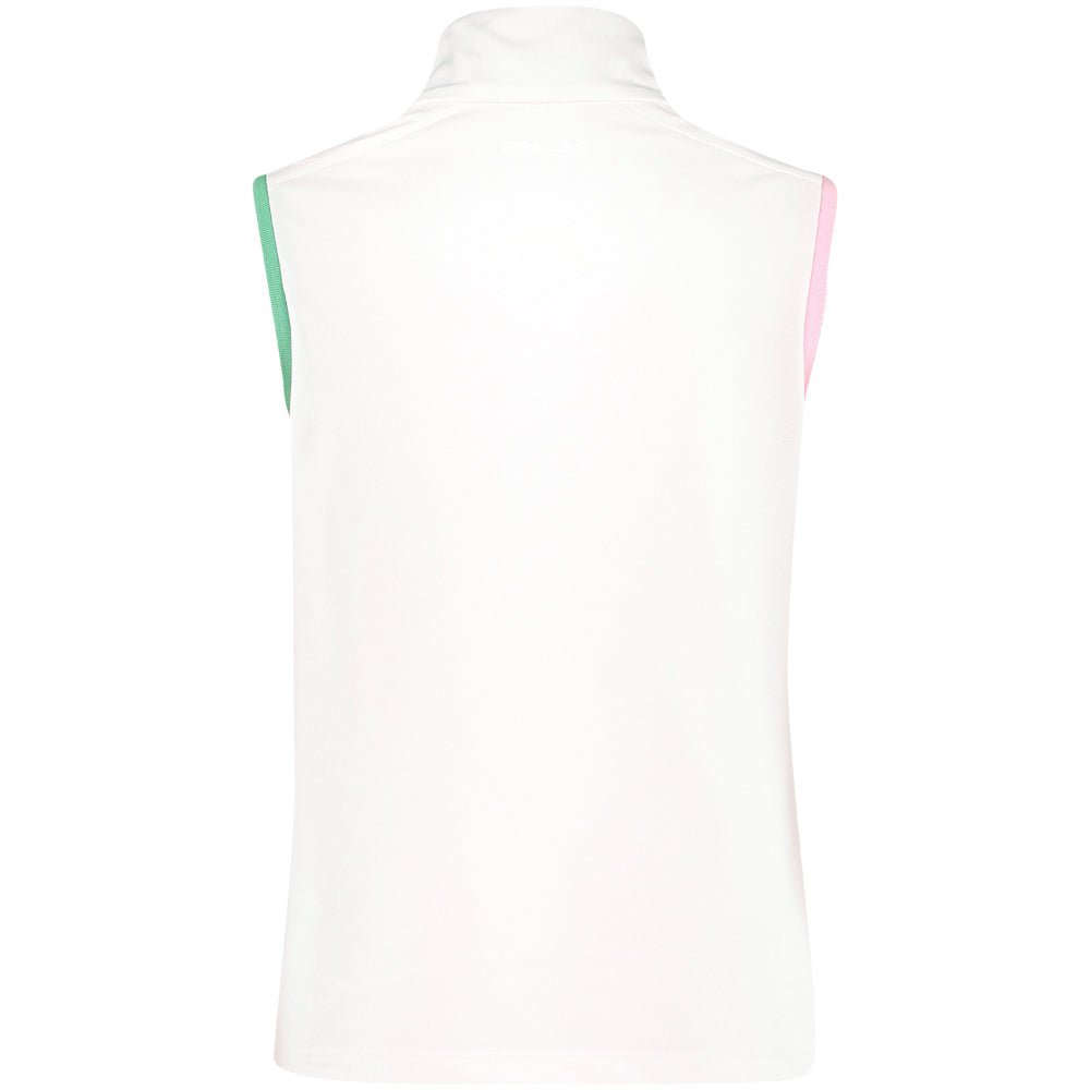 Juniors' Tricolor Sleeveless 1/4 Zip Mock Neck Polo - Fairway Styles