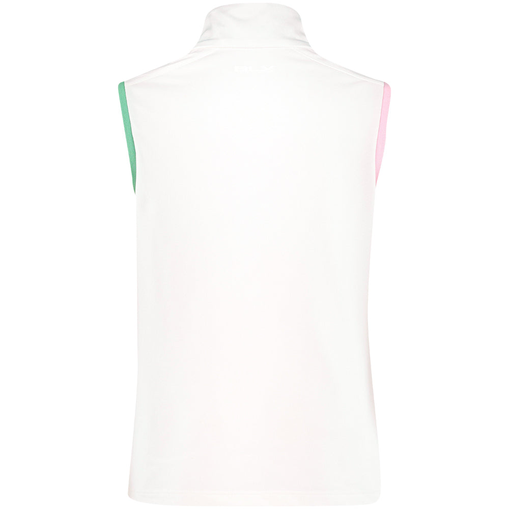 Juniors' Tricolor Sleeveless 1/4 Zip Mock Neck Polo