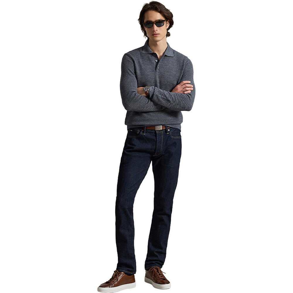 Striped Performance Polo Collar Sweater