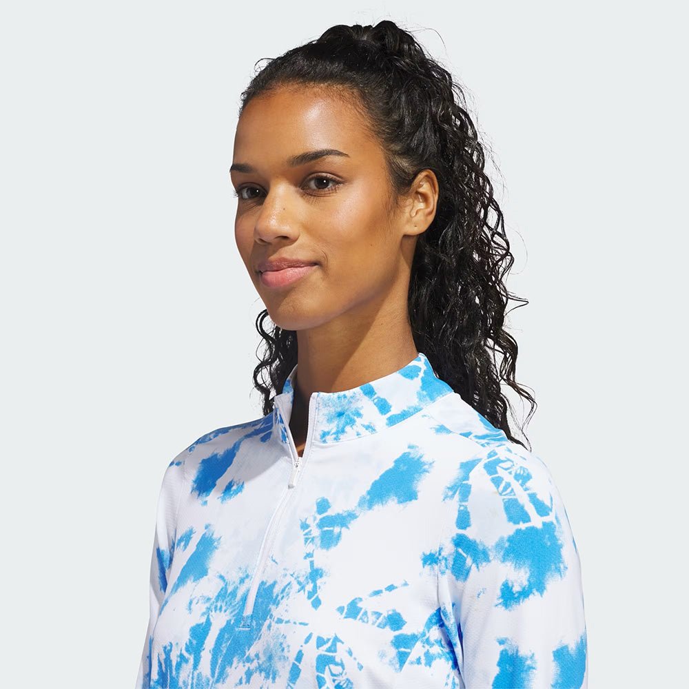 Women's Ultimate365 Printed Long Sleeve 1/4 Zip Mock Neck Polo