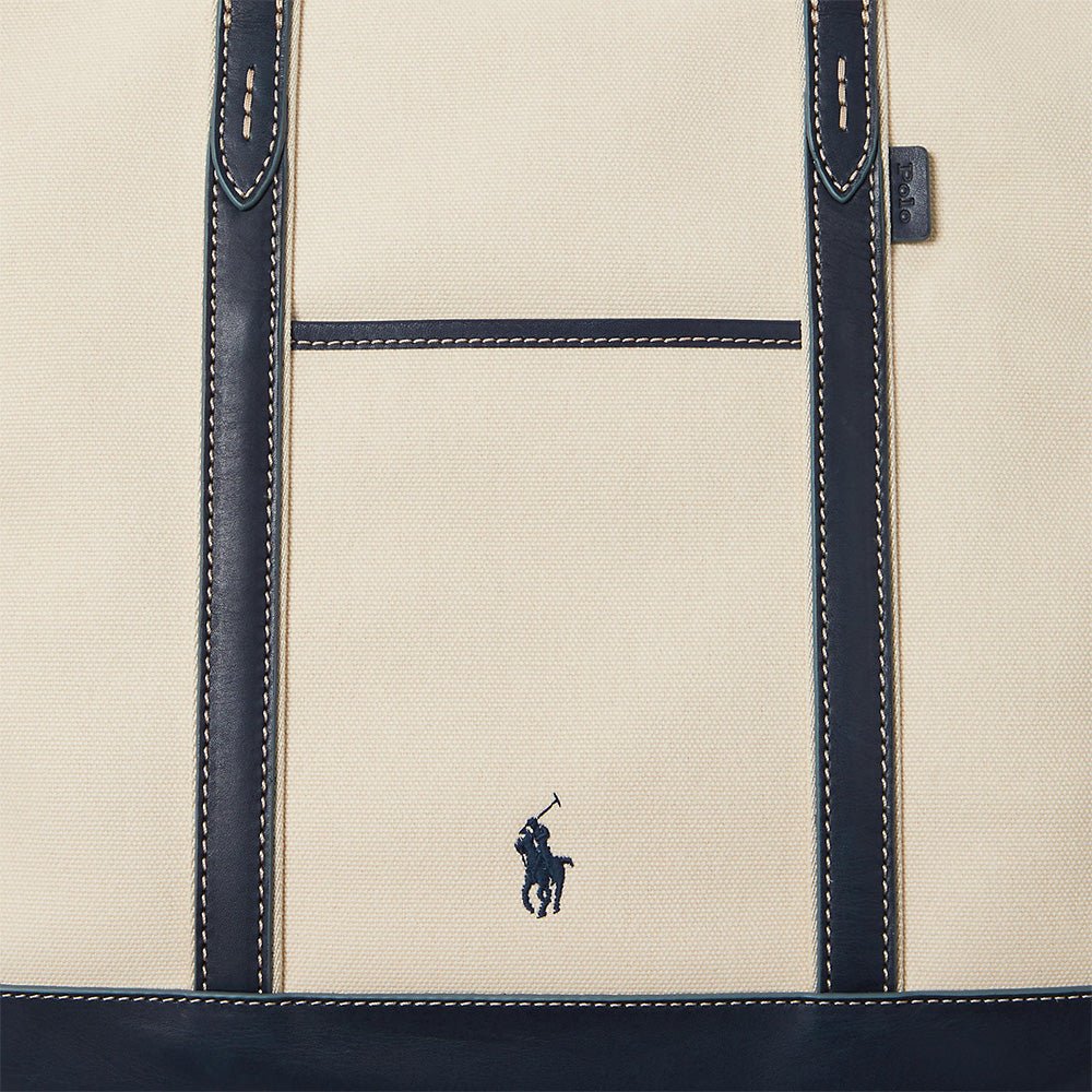 Women's Leather - Trim Canvas Medium Shopper Tote Bag - Fairway Styles