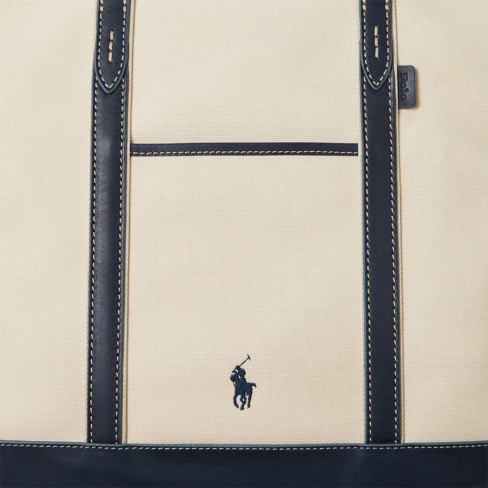 Women's Leather-Trim Canvas Medium Shopper Tote Bag