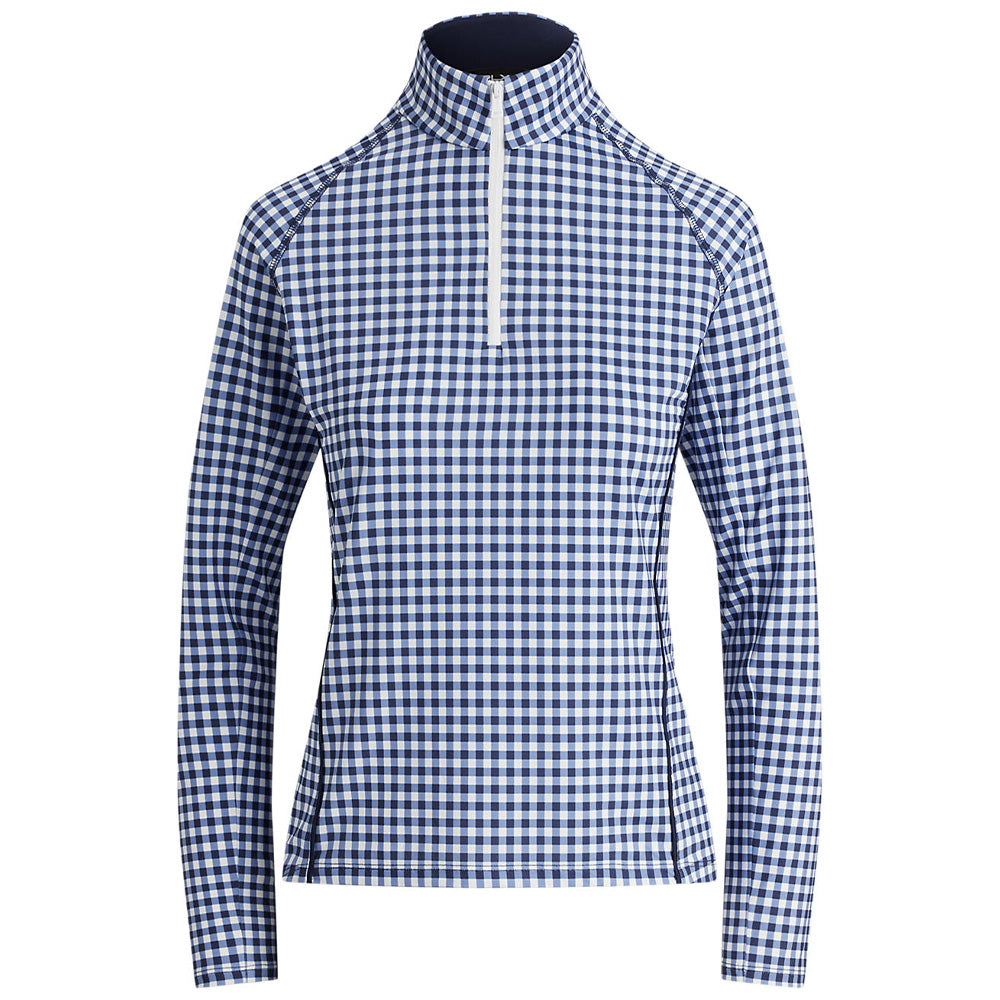 Women's Gingham Stretch-Jersey 1/4 Zip Pullover