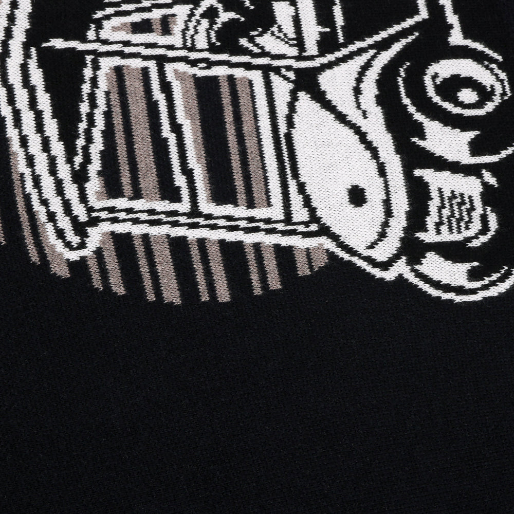 Women's Black Knit Intarsia Sweater