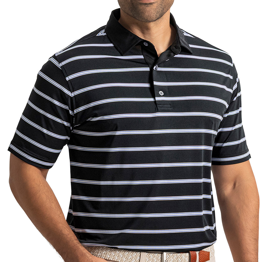 Open Stripe Heather Polo