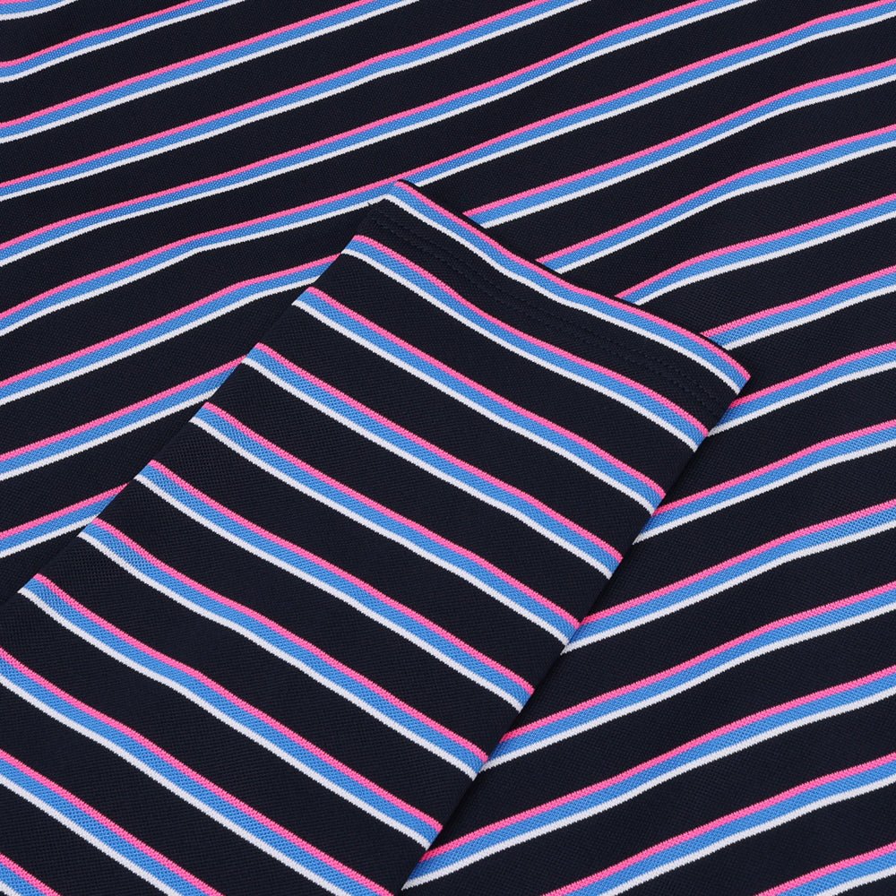 Women's Striped It Tech Pique Relaxed Long Sleeve Polo