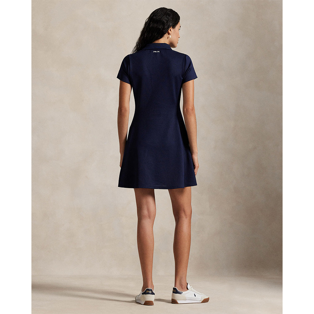 Women's Heavyweight Pique Knit Placket Short Sleeve Dress