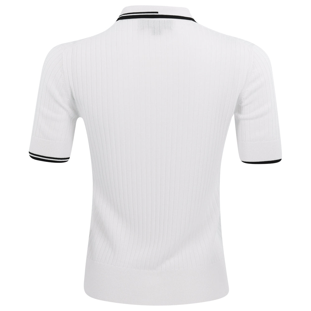 Women's Ribbed Knit Sweater Polo