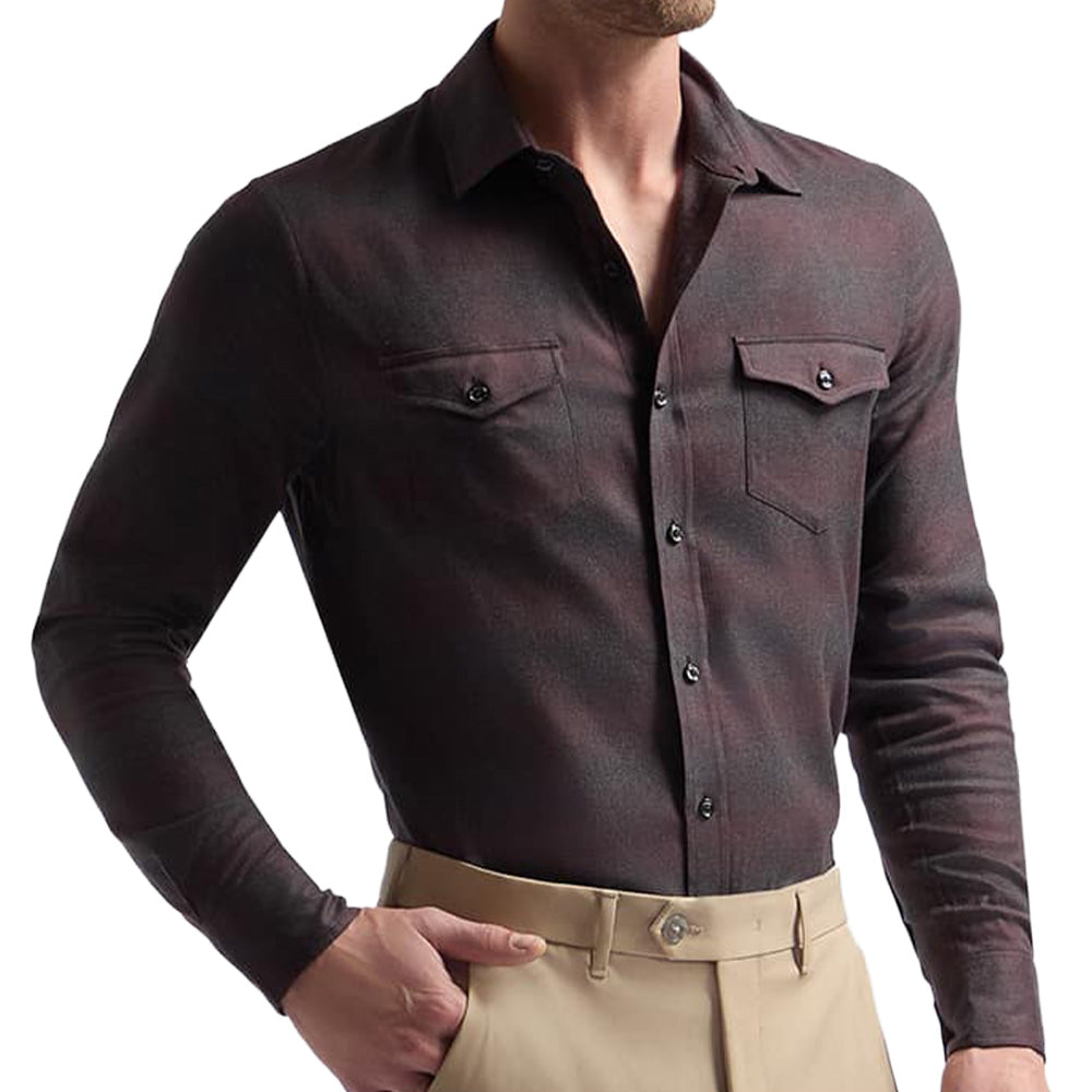 Italian Shadow Plaid Long Sleeve Shirt