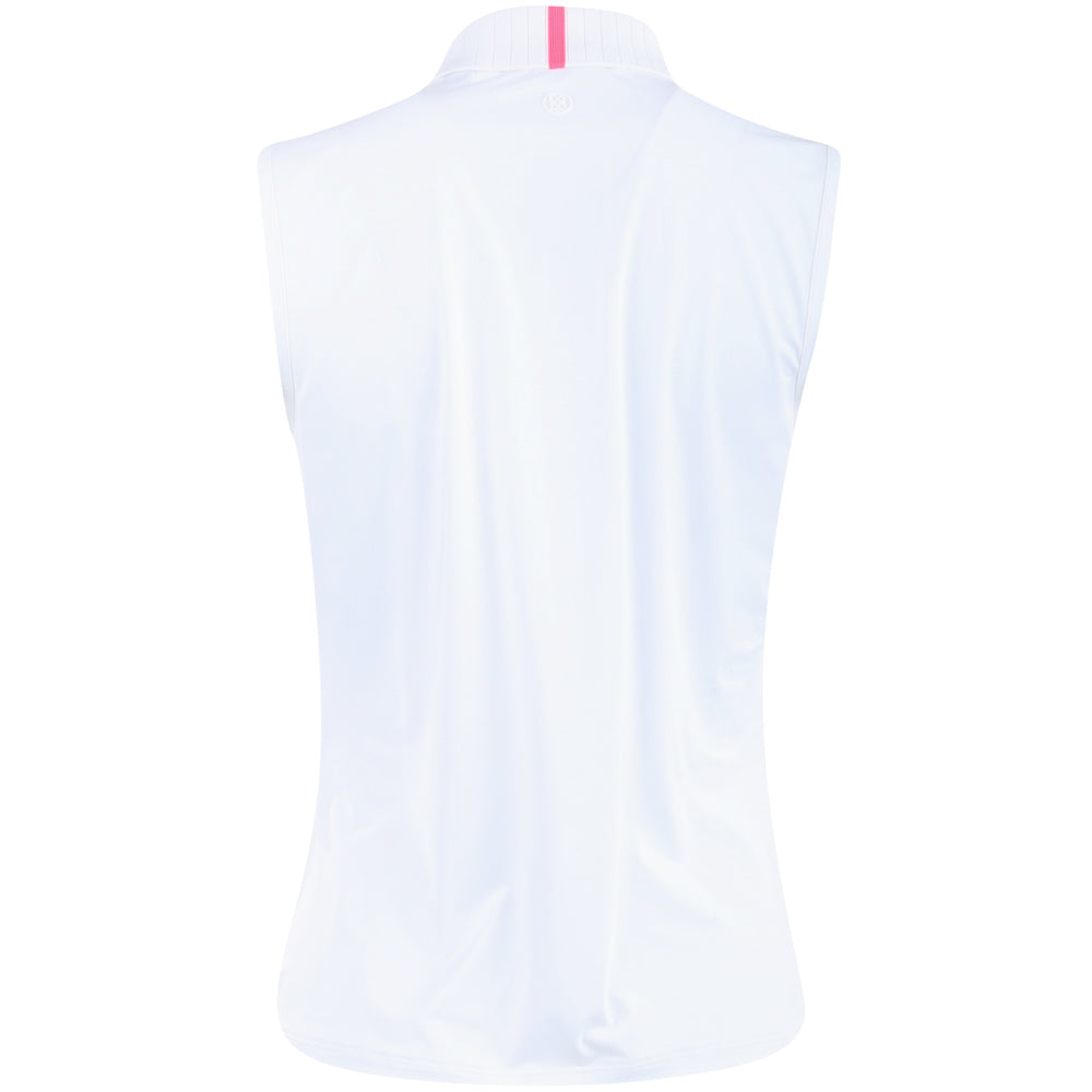 Women's Pleated Collar Silky Tech Nylon Sleeveless Polo