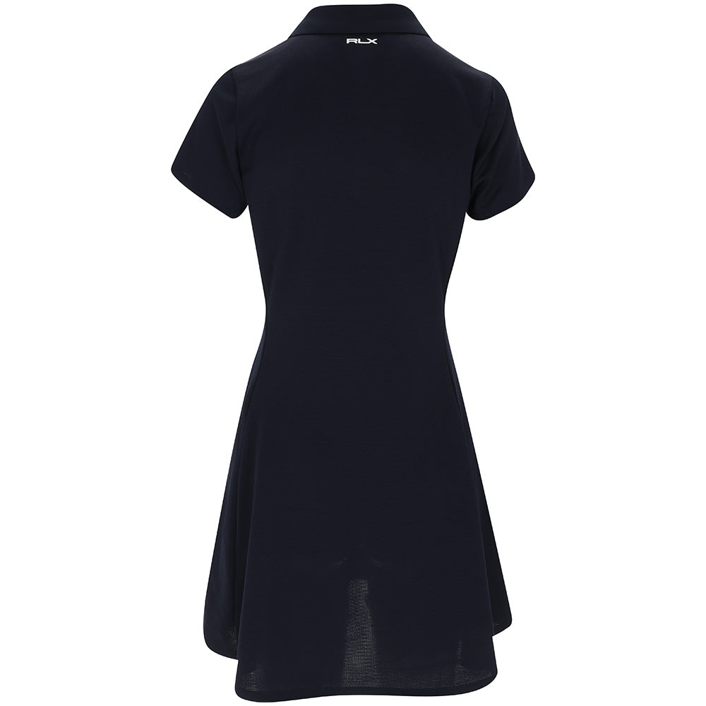 Women's Heavyweight Pique Knit Placket Short Sleeve Dress