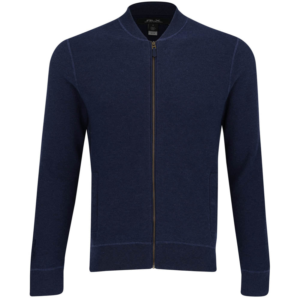 Mesh-Knit Cotton Full Zip Cardigan