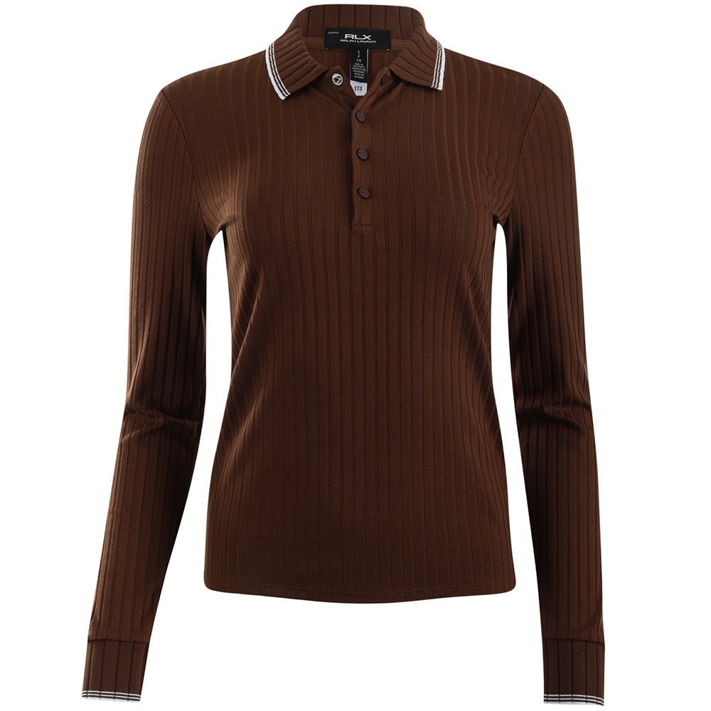 Women's Slim Fit Ribbed Long Sleeve Polo
