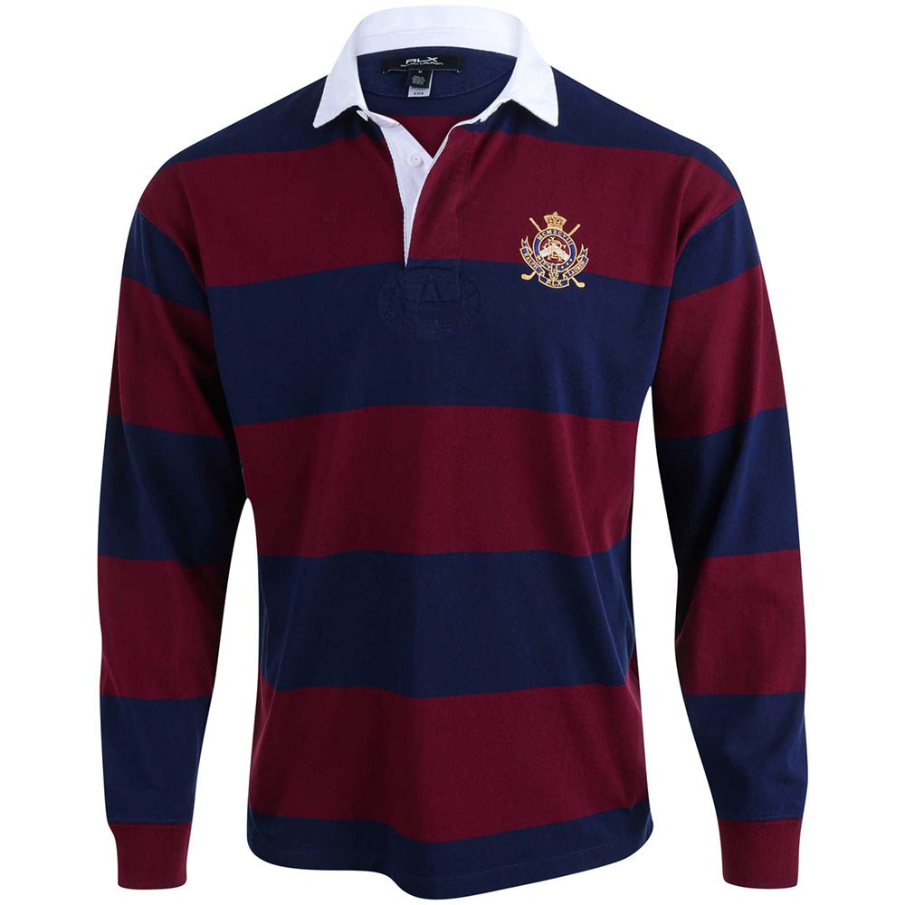 Big Fit Striped Jersey Rugby Long Sleeve Polo