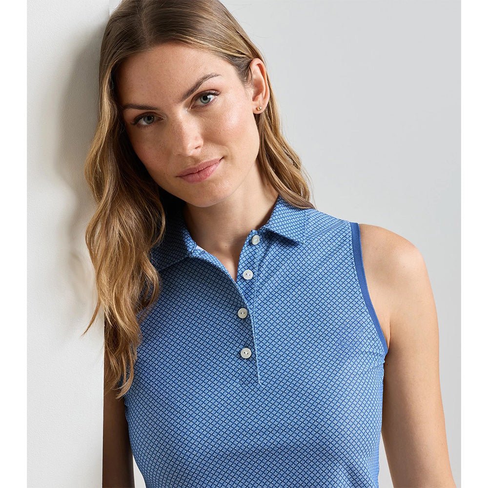 Women's Palmetto Palms Banded Sport Mesh Sleeveless Button Polo