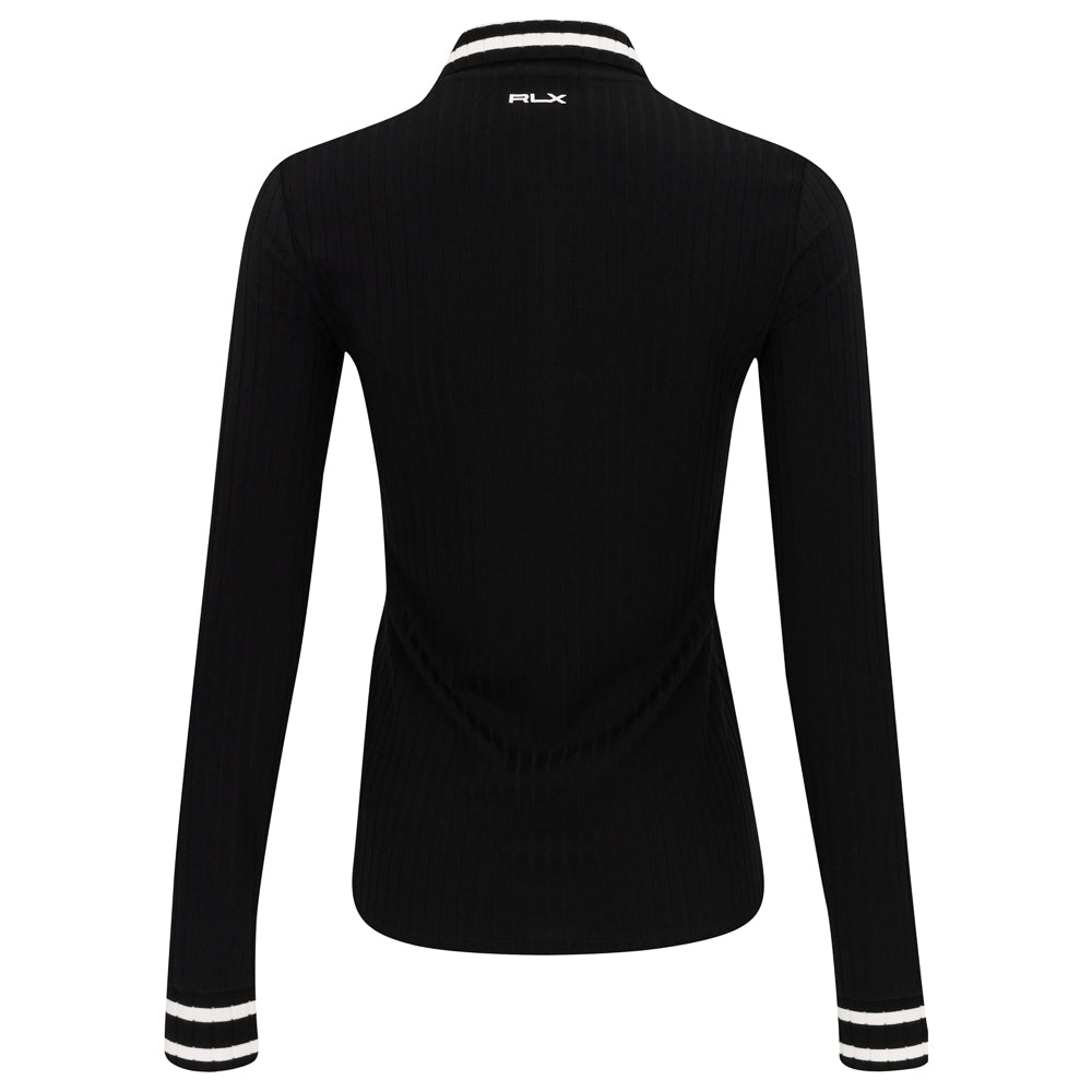 Women's Slim Fit Ribbed Long-Sleeve Polo