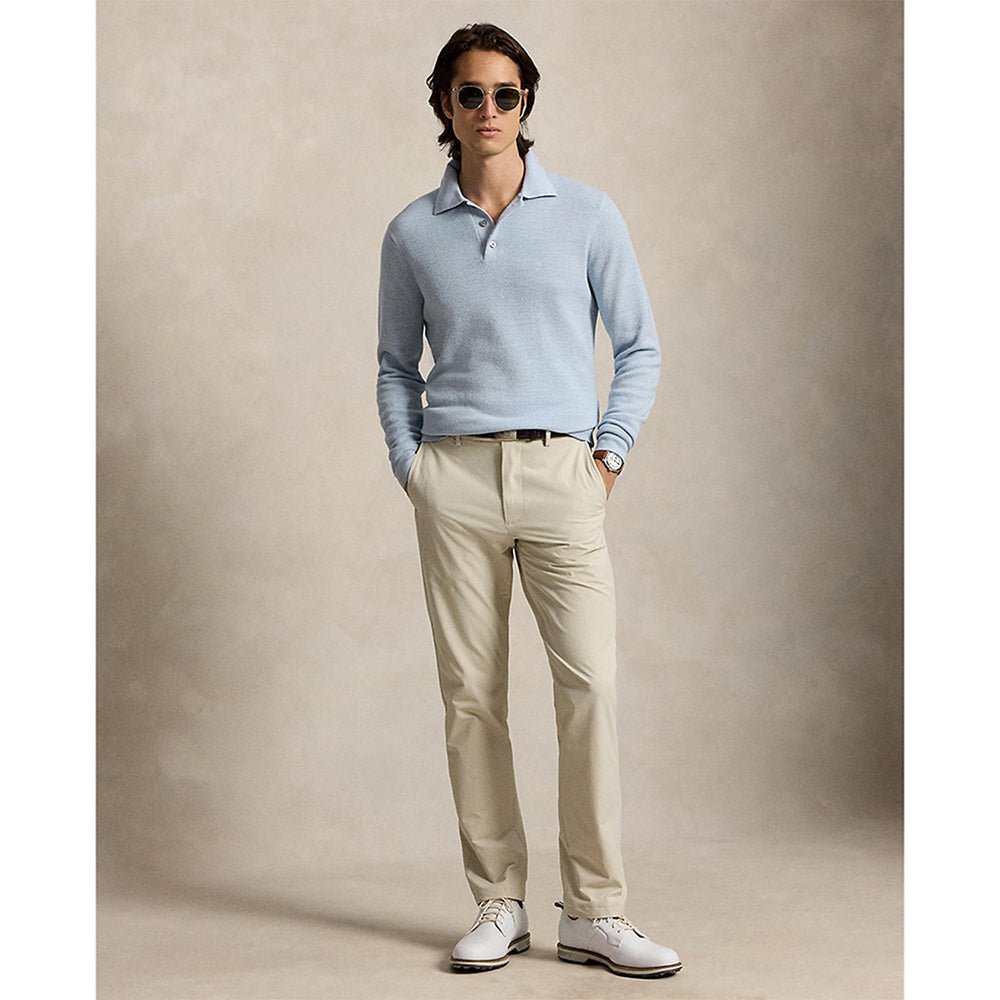 Striped Performance Polo Collar Sweater