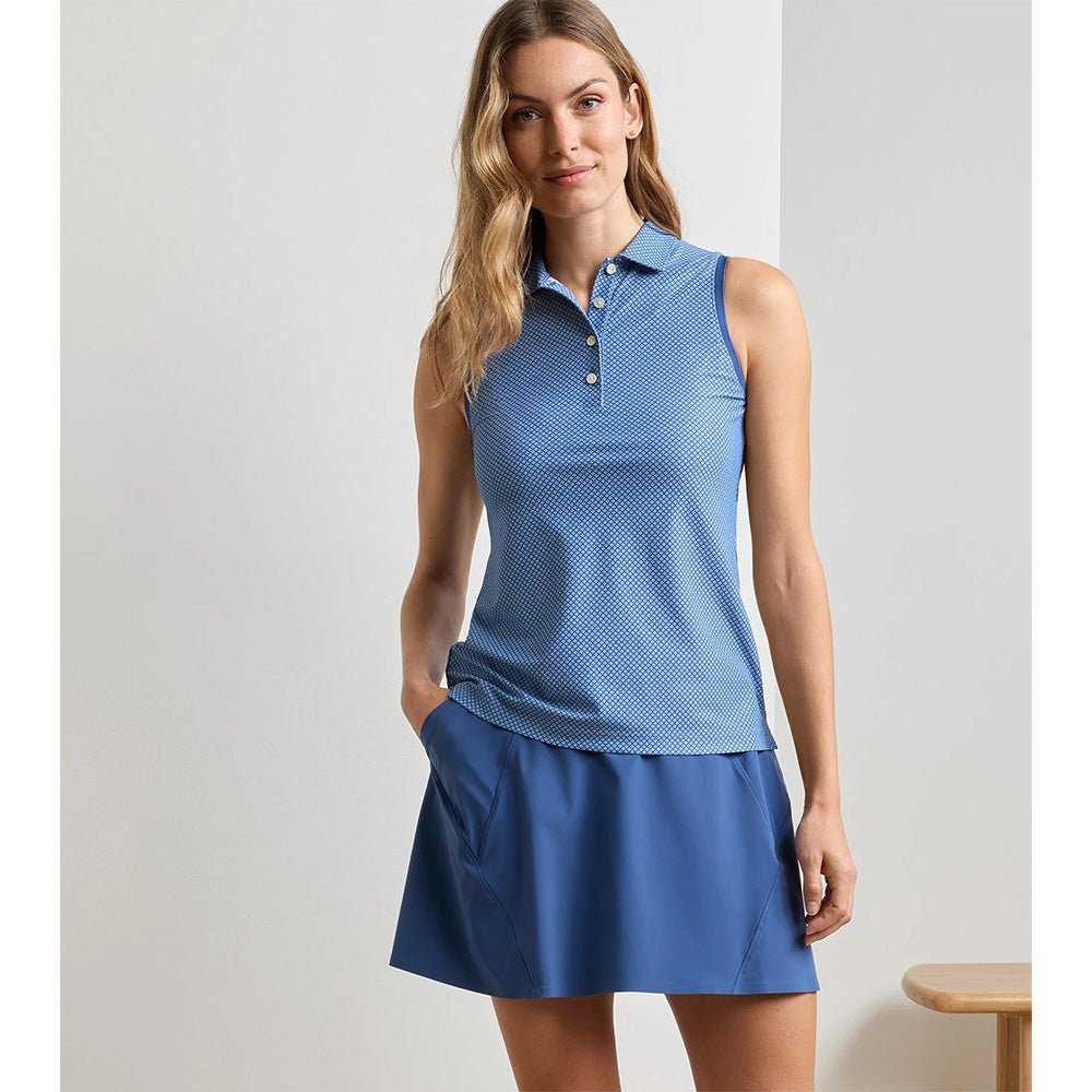 Women's Palmetto Palms Banded Sport Mesh Sleeveless Button Polo
